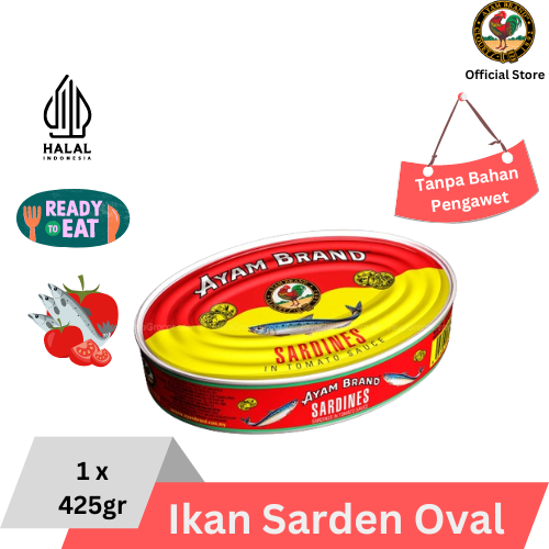 

Ayam Brand - Ikan Sarden Kaleng Oval Saus Tomat 425gr