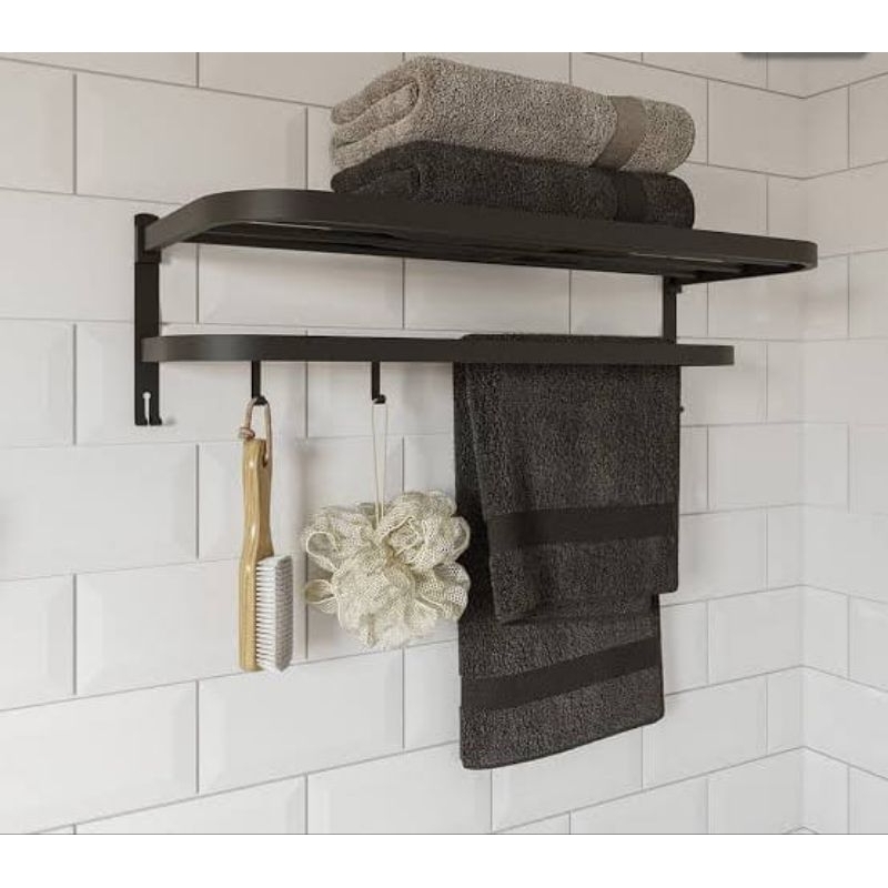 Gantungan handuk kamar mandi hitam / Rak handuk hitam