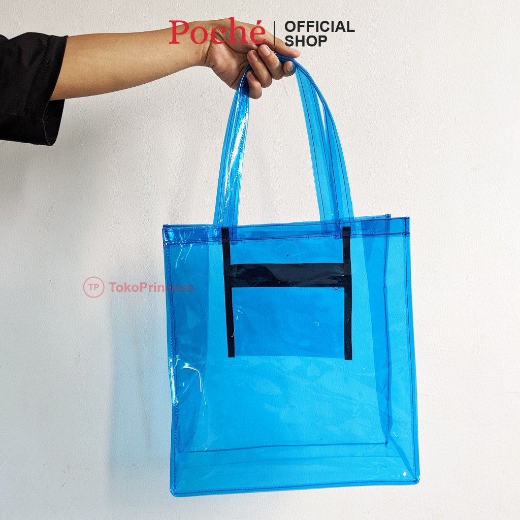 Totebag Transparan Mika Cewek Kampus Ruang Besar Tas Wanita Transparan Warna warni