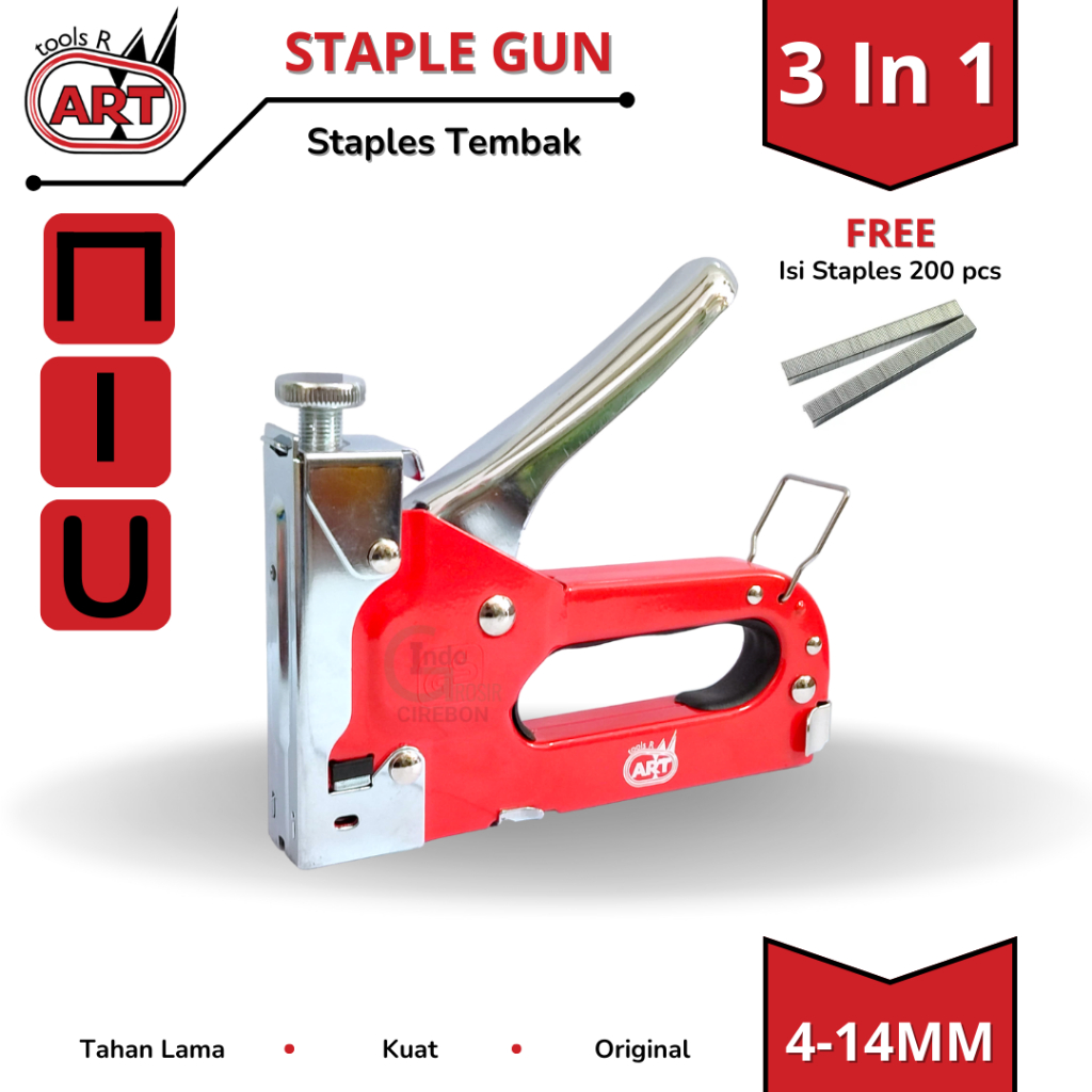 

ART Staple Gun 3 in 1 Tracker Tembakan Steples Staples Stapler Warna Merah