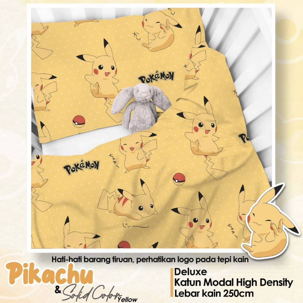 Sprei Anti Geser Katun Lokal Motif Anak BEVERLY Pikachu