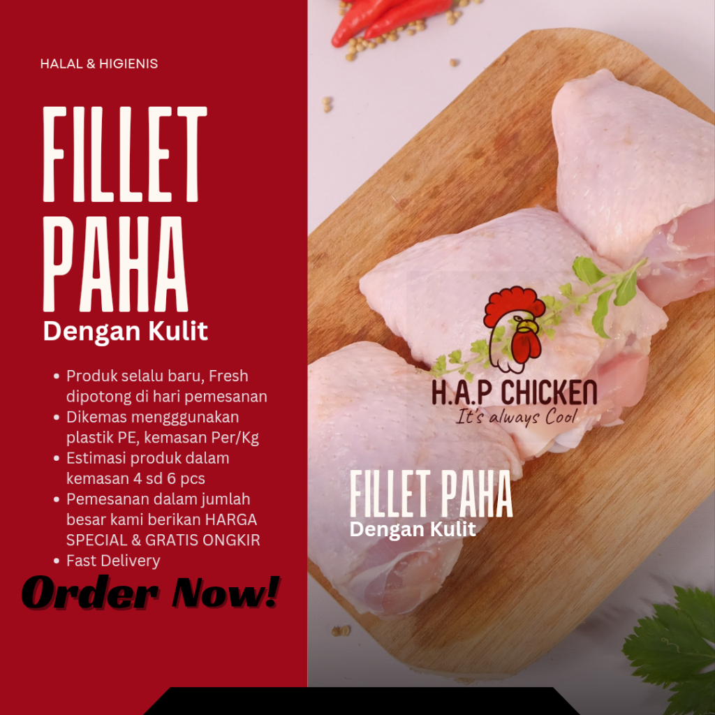 

Daging Ayam Fillet Paha dengan Kulit