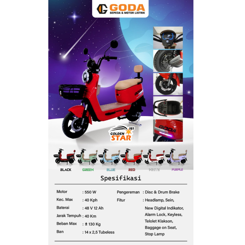 Sepeda Listrik GODA 151 Golden STAR