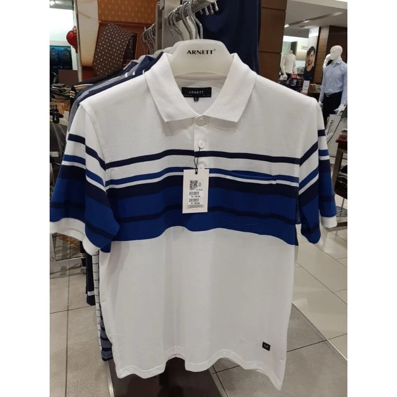 Arnett Baju Pria Kaos Polo Shirt Pria Cotton White