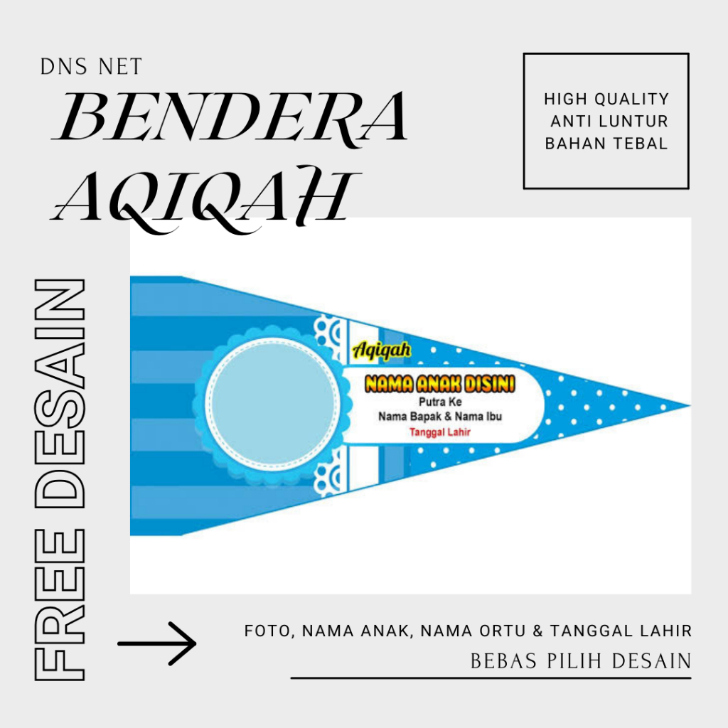 CUSTOM CETAK BENDERA AQIQAH/MARHABAH/TASYAKURAN/KHITANAN FREE DESAIN+BONUS UCAPAN TERIMA KASIH PERME