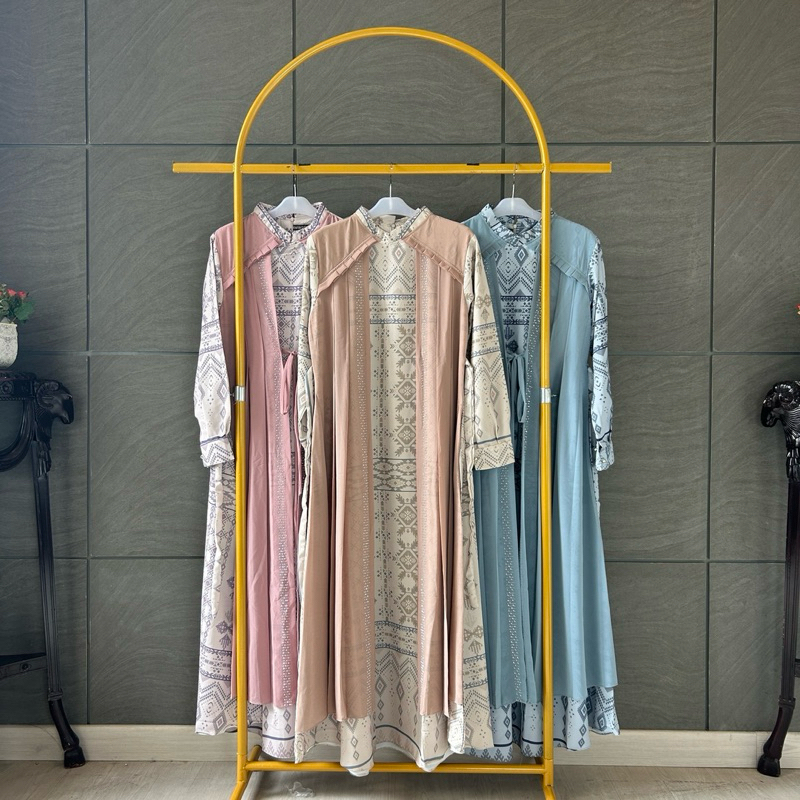 KHALIAMUSLIMWEAR - Azura Dress Gamis DiorSilk mix Ceruty dengan Payer Premium