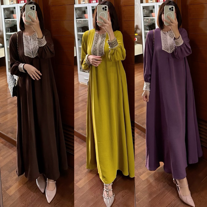 KAFTAN WANITA BAJU LEBARAN PAKAIAN GAMIS BUSUI BUMIL FRIENDLY KAFTAN INDIA MEWAH