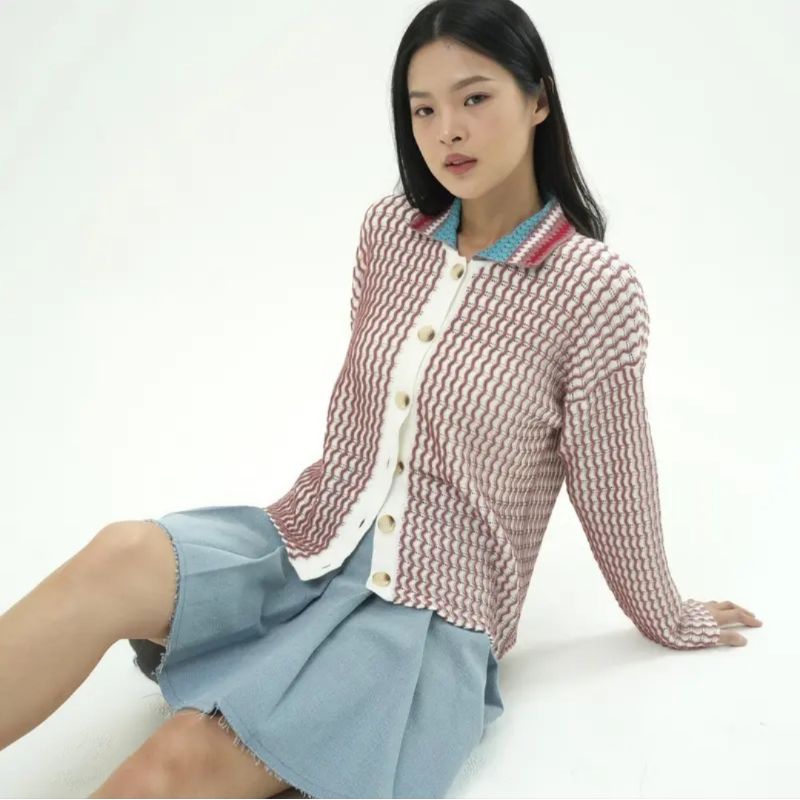 Cardigan Luneta Aurora Knit Import halus  nyaman dan elegant, Warna pastel soft cakep