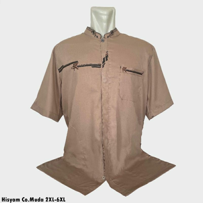 HISYAM Baju Koko BIGSIZE atasan pria muslim Lengan Pendek