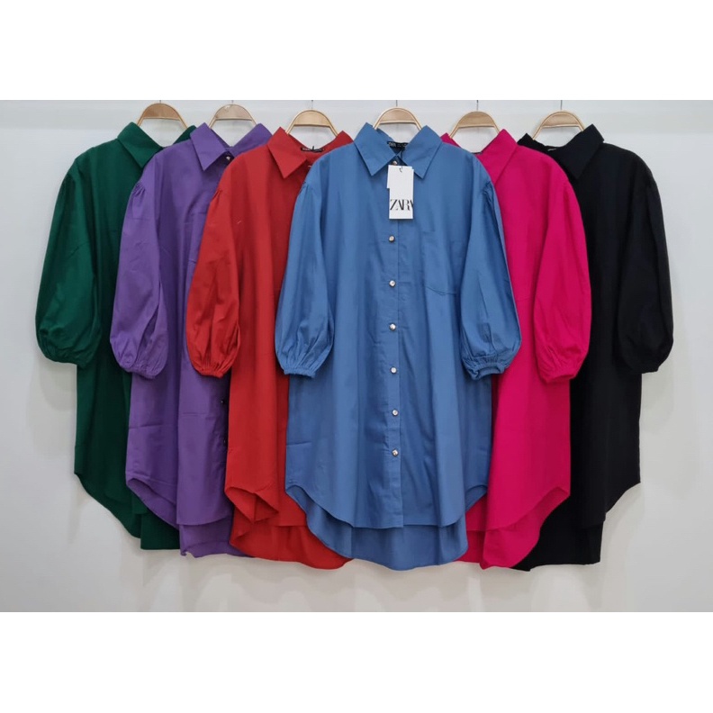 DISKON BRANDS FESTIVAL Tunik Zara Ld 12 Model Silang Lengan Karet  Atasan Tunic Panjang Oversize