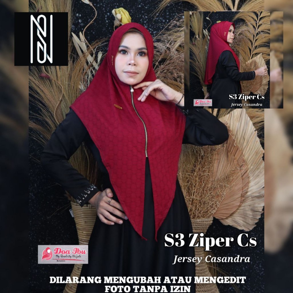 HIJAB SEGITIGA SOFT PET ZIPER DOA IBU