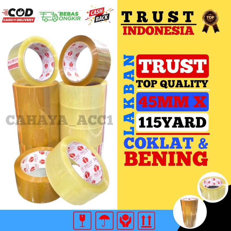 

LAKBAN 115 yard BENING COKLAT 45Mm x 115yard / 105 Meter TRUST INDONESIA