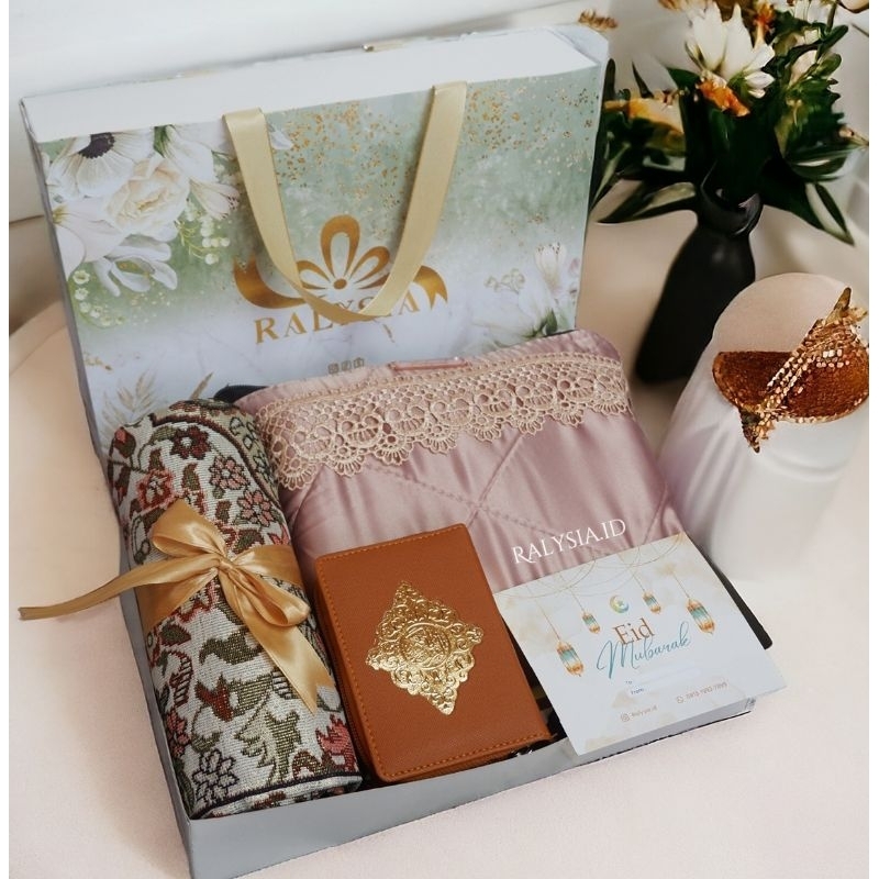 BESTPROMO HAMPERS SET MUKENA HAMPERS MUKENA SET SESERAHAN PERNIKAHAN ALAT SHOLAT MUKENA SAJADAH