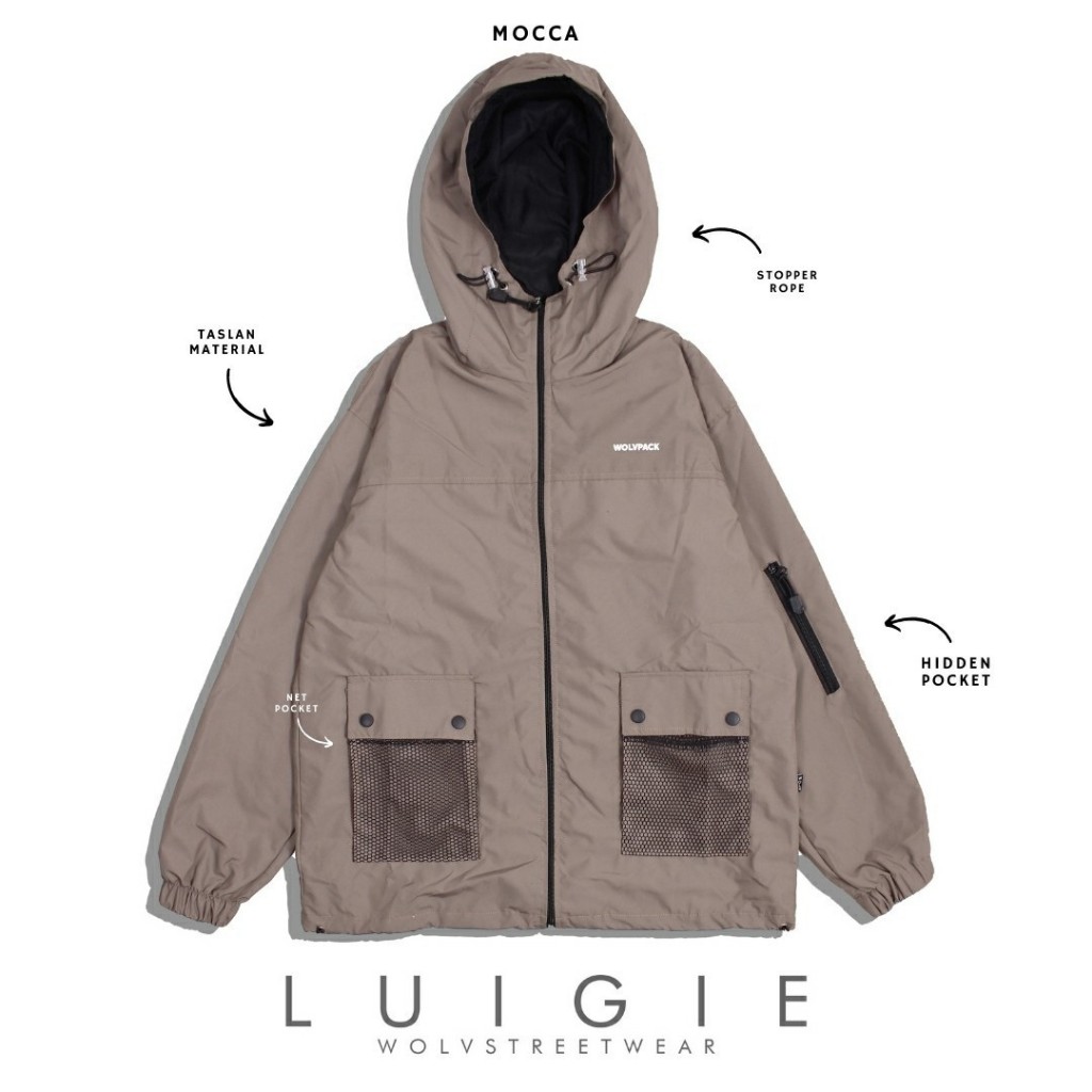 SIXTEEN - Windbreaker Jaket Outdoor Luigie Anti Air Waterproof Pria Wanita Wolv Original Big Size