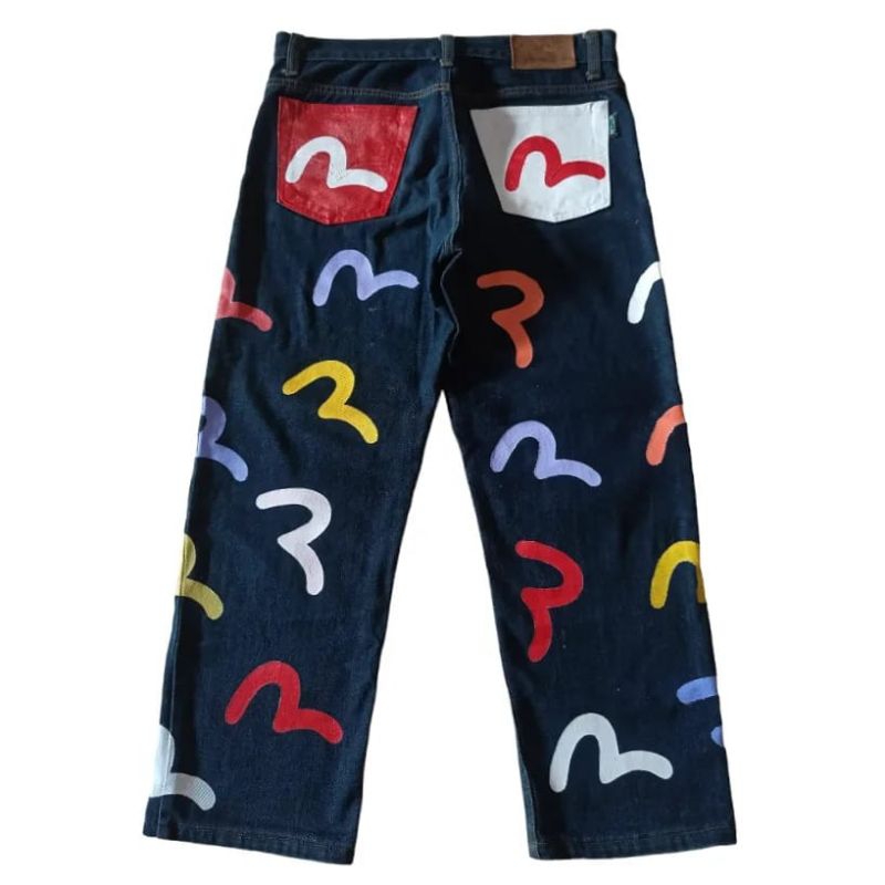 jeans evisu big logo multi pocket custom