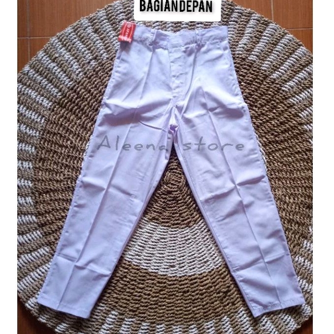 Celana panjang putih pria seragam sekolah SMP SMA/Kerja Celana bahan Japan drill