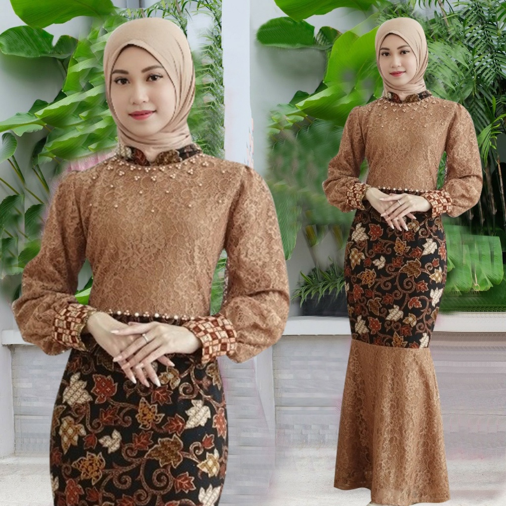 Maxi batik dress panjang model duyung Muslim wanita fashion batik kekinian remaja casual Jesslyn