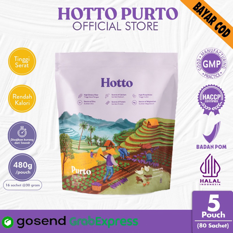 

Hotto Purto Multigrain With Purple Potato/Ubi Ungu Tinggi Serat 5 Pouch 80 Sachet Original