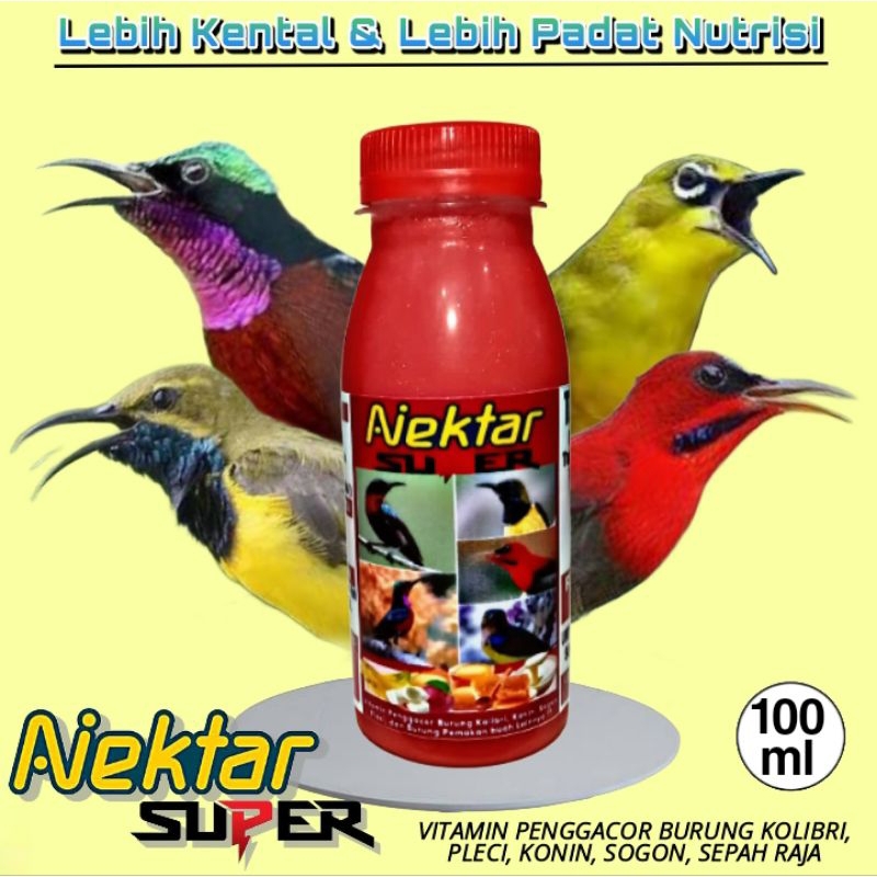 GLEDEK RED NEKTAR SUPER 100 ML anti malas bunyi vitamin Penggacor Kolibri Konin pleci sogon cucak ij