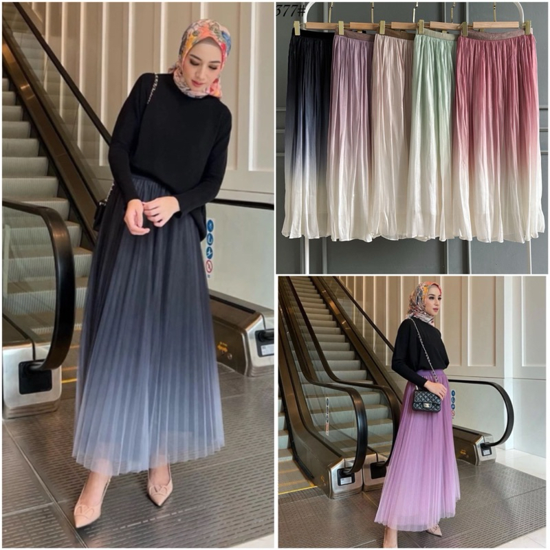 TATAOS BANGKOK TUTU ATALA SHIMER SHIMMER SKIRT ROK PANJANG GRADASI DUAL WARNA 2TONE PLISKET PRISKET 