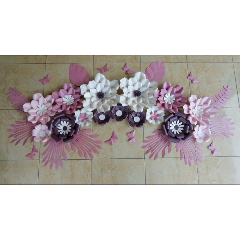 ready Paper flower dekorasi bunga kertas backdrop lamaran dekorasi tunangan tukar cincin engagement 