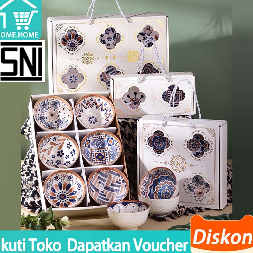 Silahkan Belanja Souvenir mangkuk set porselen biru dan putih bermutu tinggi mangkuk keramik kotak h