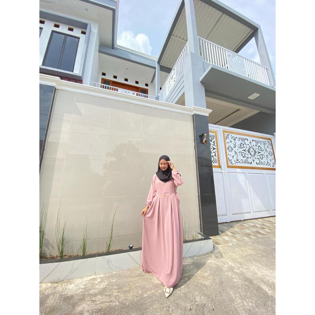 GAMIS NIKITA CRINKLE AIRFLOW TERBARU LD 110CM PB 130-DUSTY PINK