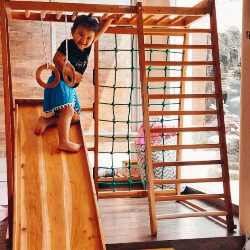 PREMIUM PAPAN BRAKIASI SET AYUNAN MANJAT TALI SELUNCUR CLIMBING WALL DINDING MOTORIK PAPAN KESIMBANG