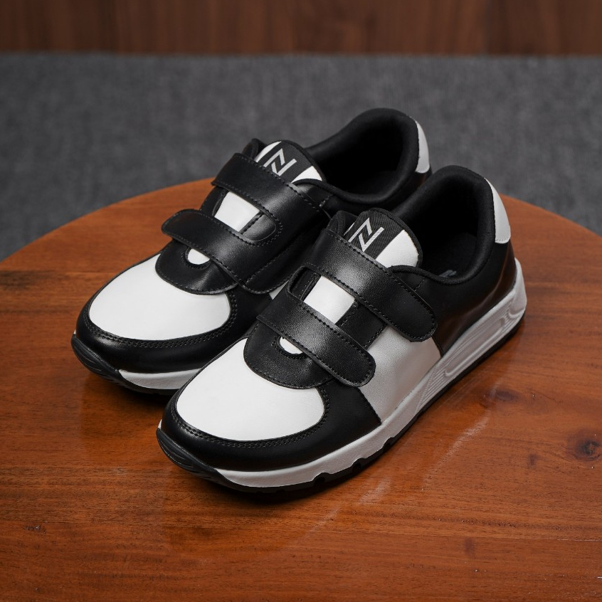 NAZ Gerry Black Sepatu Anak Sneakers Kasual Cowo Cewe Hitam Putih