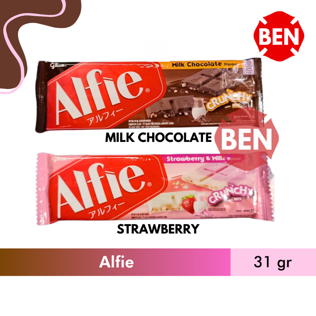 

Glico Alfie MILK CHOCOLATE / STRAWBERRY 31gr Coklat Batang Bar Crispy