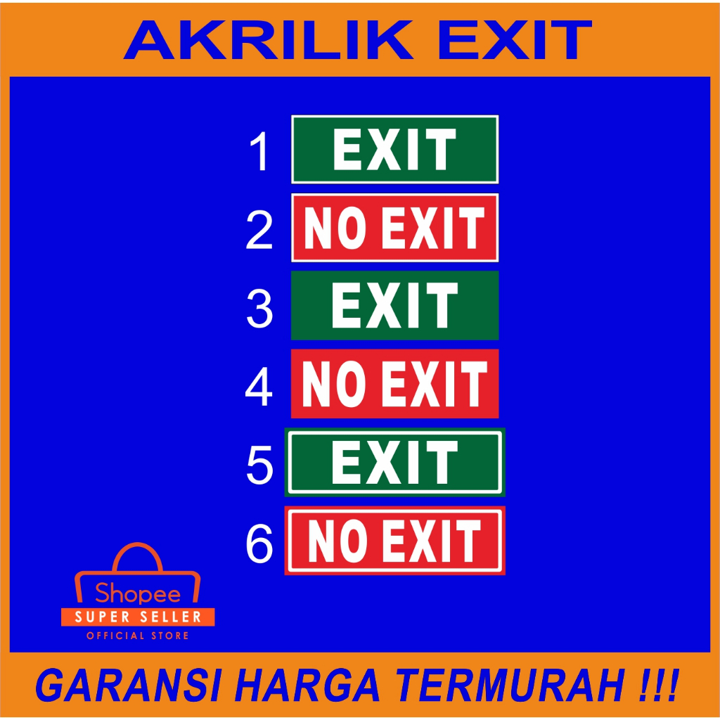 

ACRYLIC / AKRILIK SIGN JALUR EVAKUASI - EXIT