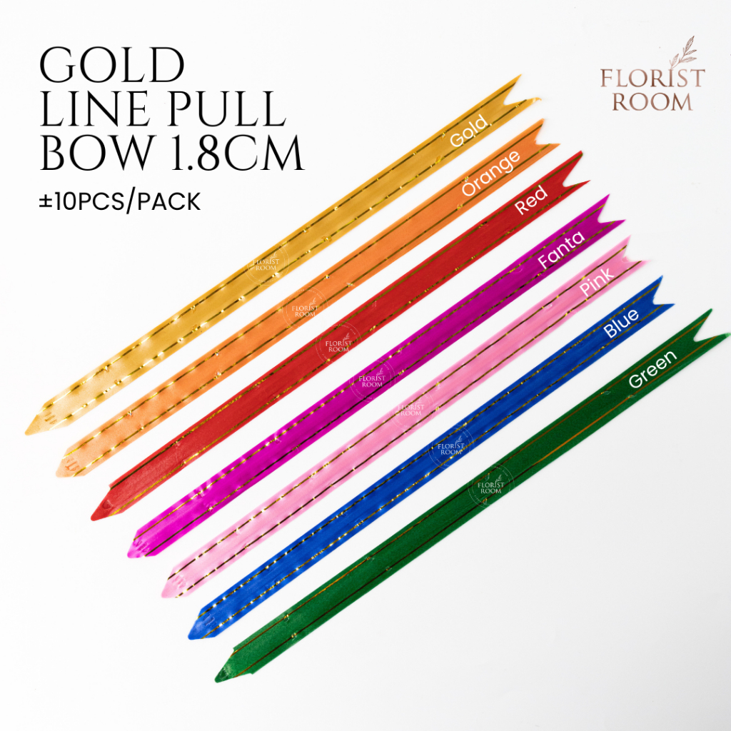 

Pita Tarik List Gold 1.8cm (±10pcs) - Pita kado - hadiah - gift - ribbon - pullbow - hampers