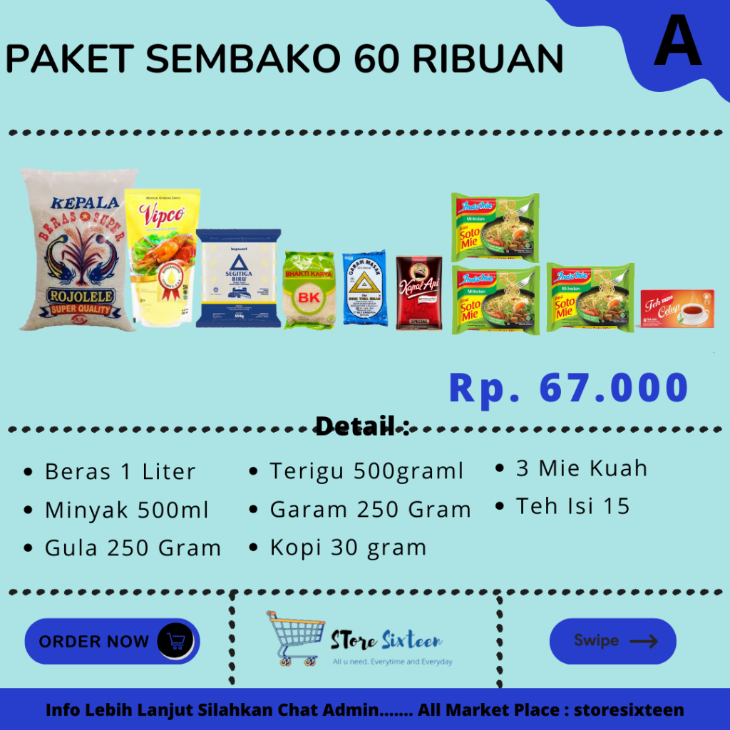 

Paket Sembako Murah 60 Ribuan A / Paket Sembako Murah