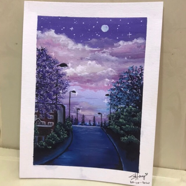 

SET 4 Lukisan Pemandangan Art Painting Watercolor Akrilik Gouache Abstrak ukuran a5 (HANDMADE)