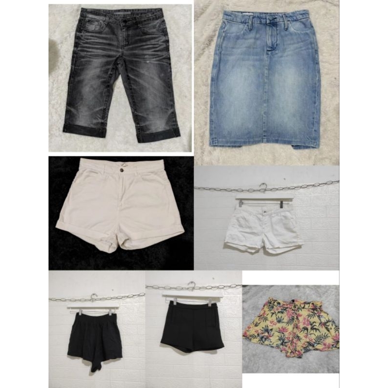 preloved celana pendek wanita, hotpants jeans wanita, rok jeans wanita, celana santai wanita
