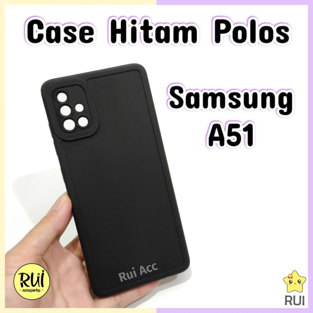 Case Hitam Samsung A51 Black Matte Softcase Polos Lentur Silikon HP Rui Acc M40s