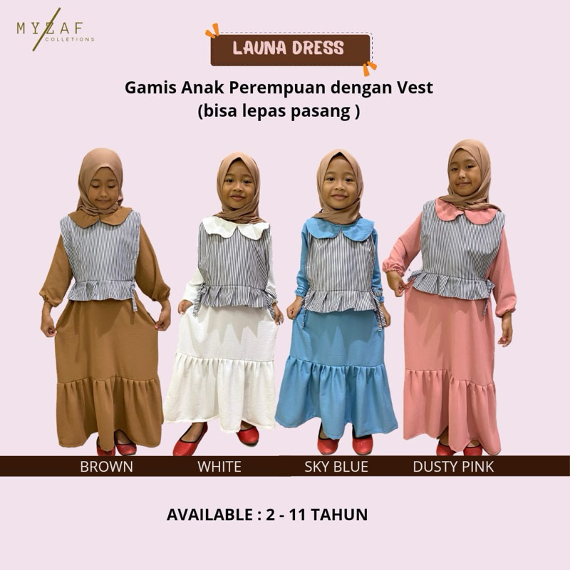 Gamis anak perempuan baju muslim Vest rompi Crinkle Airflow