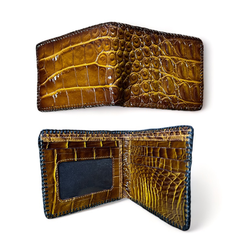 dompet lipat pria kulit buaya full luar dalam (jahit rajut)