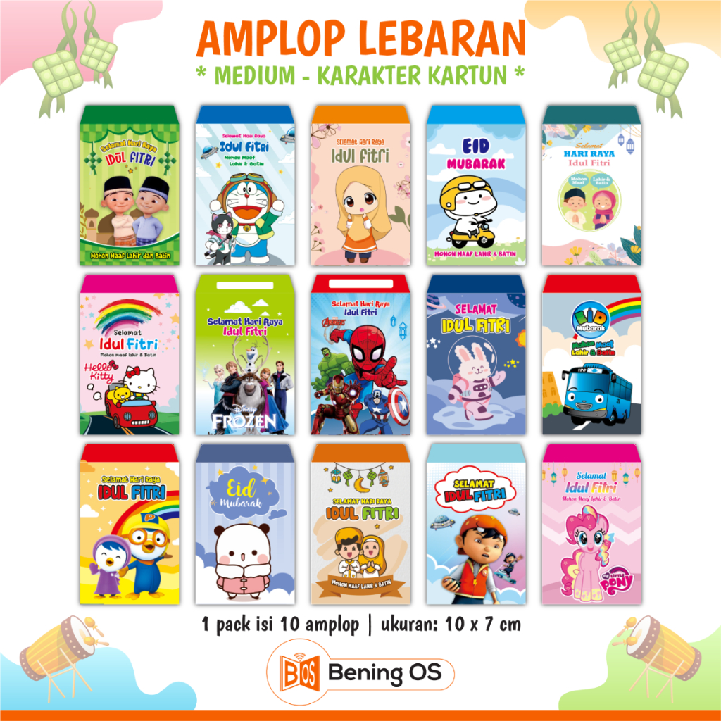 

Isi 10 Pcs Amplop Lebaran Angpao - Medium Kartun
