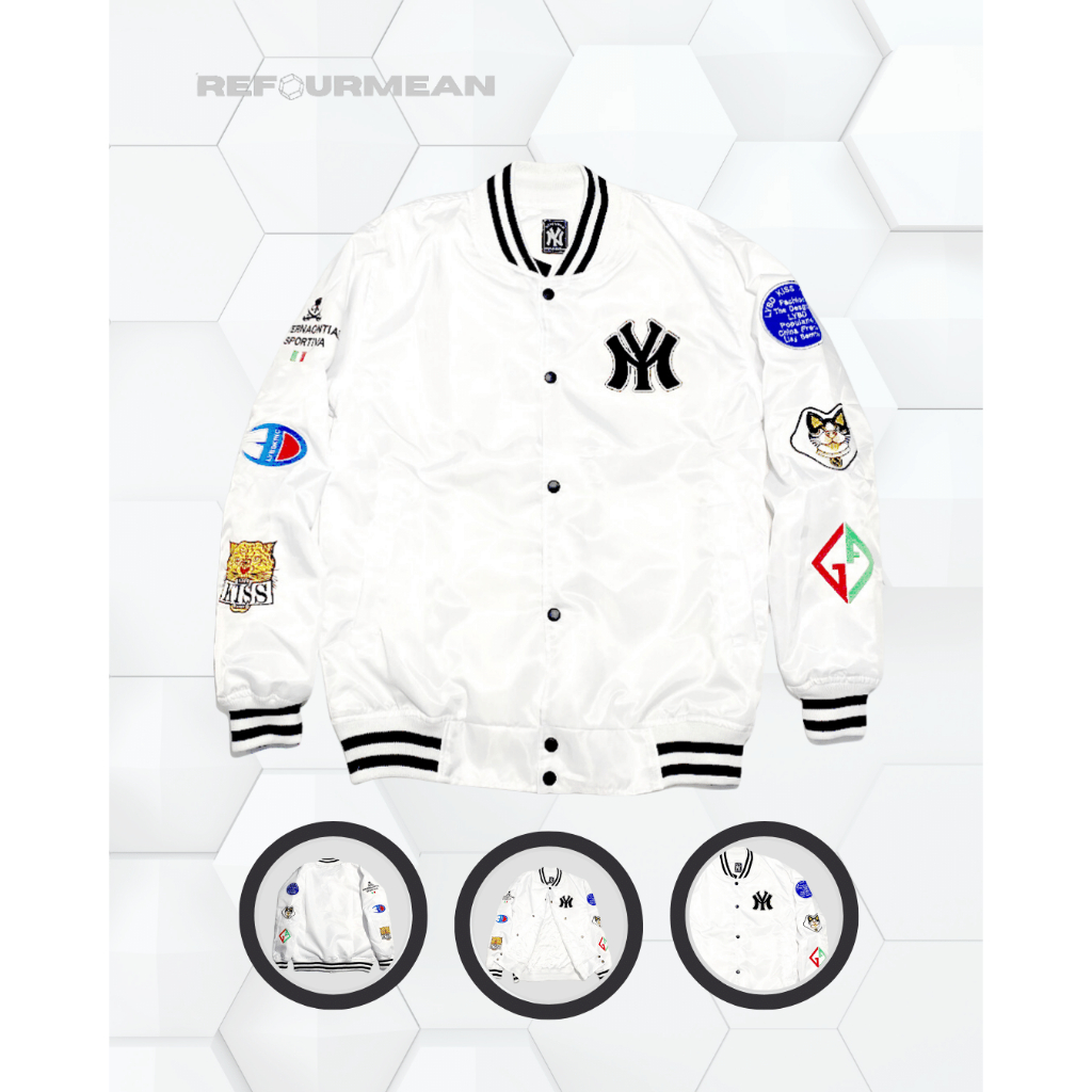 REFOURMEAN Jaket Baseball Varsity Pria Wanita Warna Pink Premium Original Full Bordir Keren