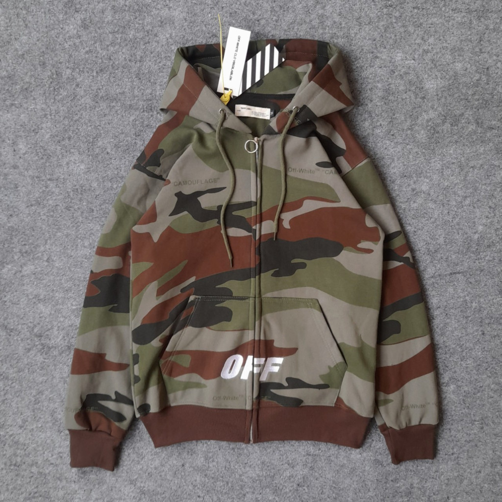 Resleting Hoodie Off White Camo Hoji Premium