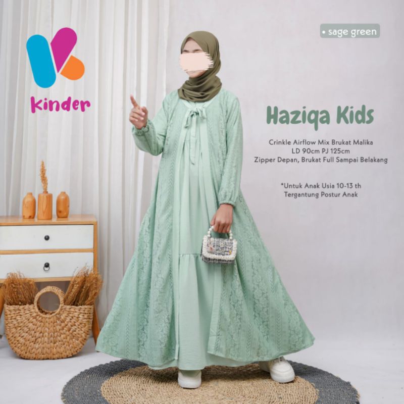 Haziqa Maxy Dress Kids Terbaru Gamis Lebaran Anak Perempuan Usia 10 - 13 Tahun Gamis Crinkle Murah