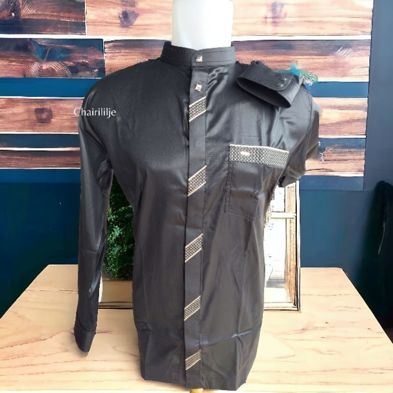 koko al wafa/baju muslim al wafa/al wafa hitam/koko hitam