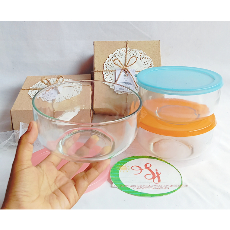 mangkok kaca bulat besar kemas box