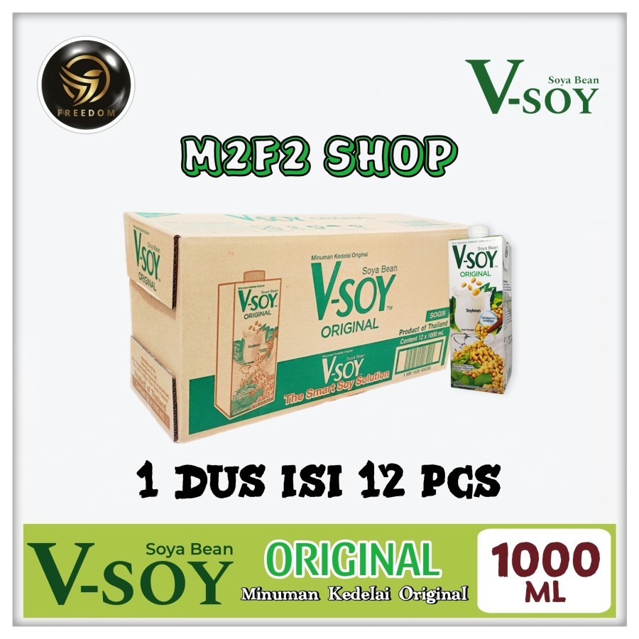 

V-Soy Soya Bean Milk Original | Susu Kedelai Kotak UHT - 1000 ml | 1 liter (Kemasan Karton)