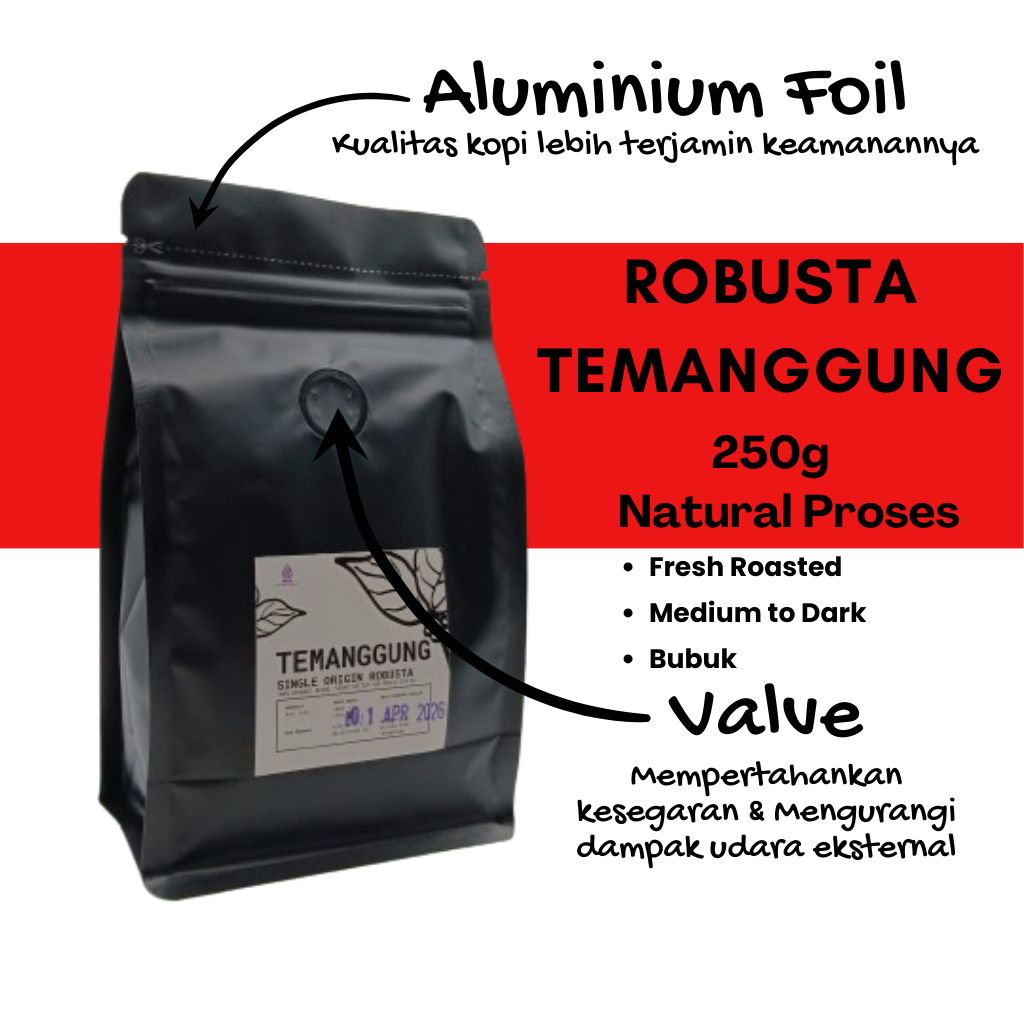 

Kopi Temanggung Robusta Bubuk Murni 100% Asli 250 gram