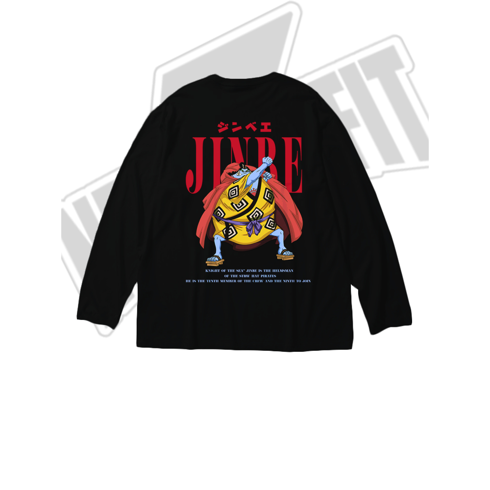 Kaos T shirt Distro Anime Lengan Panjang JINBE STRAW HAT PIRATES ONE PIECE JIMBEI LUFFY Manga Jepang