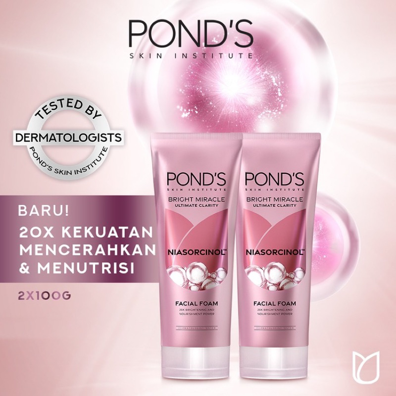 facial foam ponds pink niasorcinol bright miracle || sabun pembersih wajah ponds