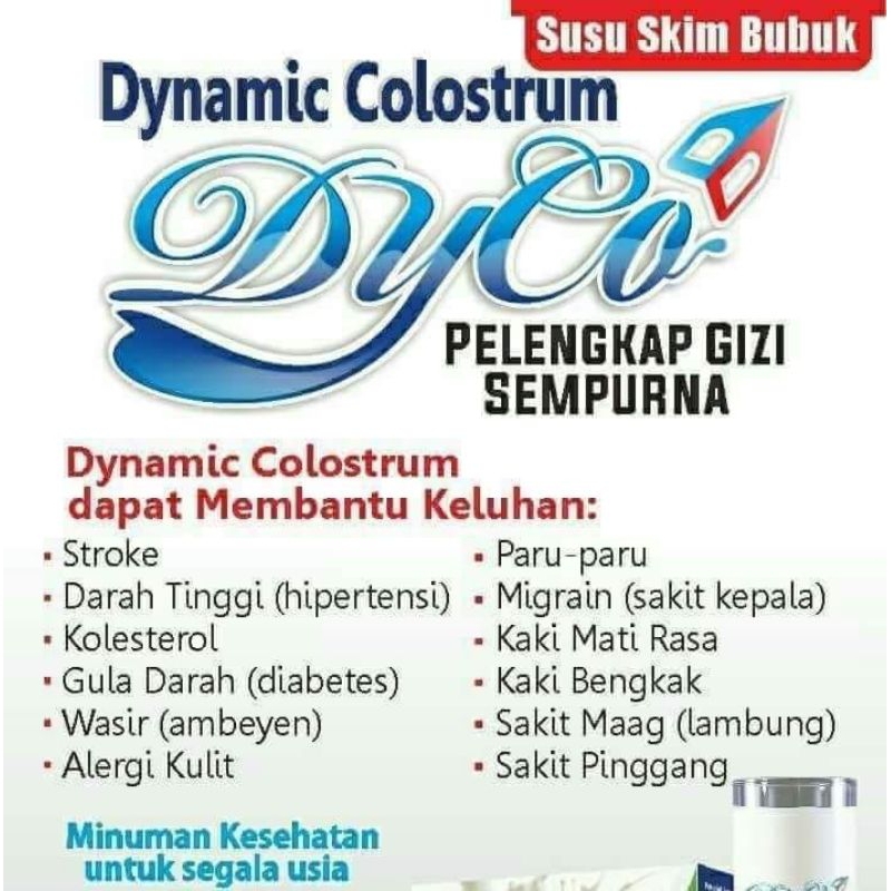 

SUSU KOLOSTRUM DYCO ECER PER 1 SACHET (DYNAMIC COLOSTRUM) PELENGKAP GIZI SEMPURNA | 100 % SUSU COLOSTRUM ALAMI EFEKTIF ATASI OSTEOPOROSIS | MASALAH SENDI DAN SYARAF | DIABETES | KOLESTEROL | ASAM URAT | ASAM LAMBUNG | ASMA FLEK BRONKITIS TBC