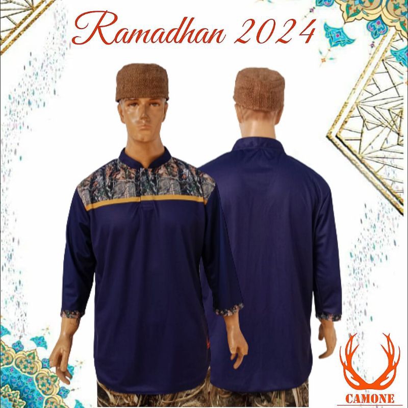 Baju muslim pria Biru Navy/ Baju Koko camo realtree